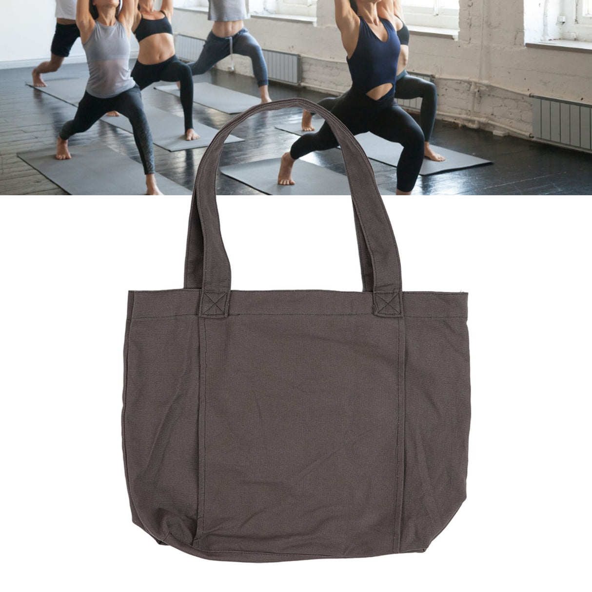 Yoga Tote Bag Large Capacity Portable Yoga Mat Carrier for Office Workout Travel Beach Gym Gray