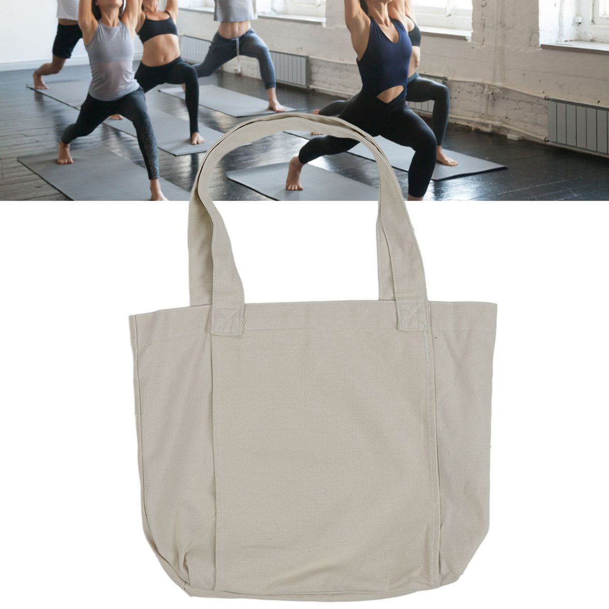 Yoga Tote Bag Large Capacity Portable Yoga Mat Carrier for Office Workout Travel Beach Gym Khaki