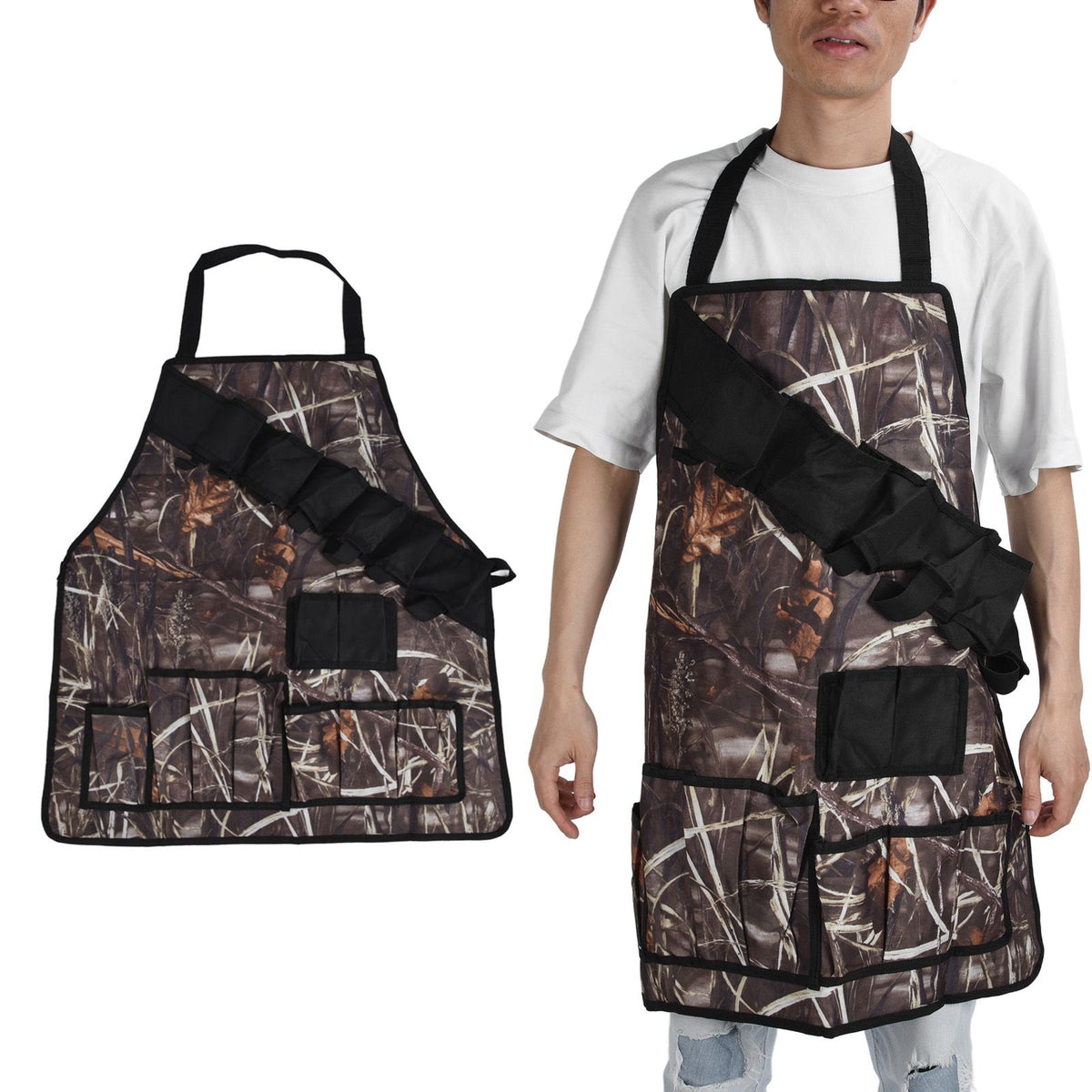BBQ Apron Oxford Cloth Lightweight Kitchen Chef Grilling Apron for BBQ Grilling Cooking Reed Color