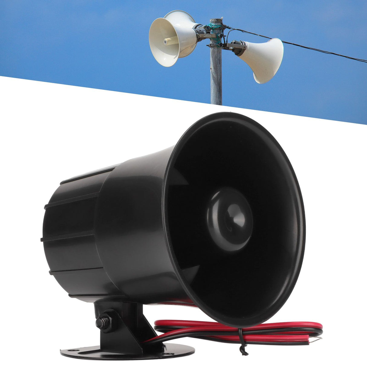 15W High Decibel Siren Horn Wired Garden Burglar Alarm Horn Alarm System Siren DC6‑12V
