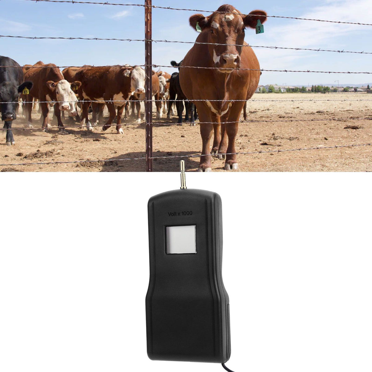 15KV LCD Electric Fence Voltage Tester Portable Electric Fence Digital Voltmeter for Farm Garden MLD‑004B Black Black