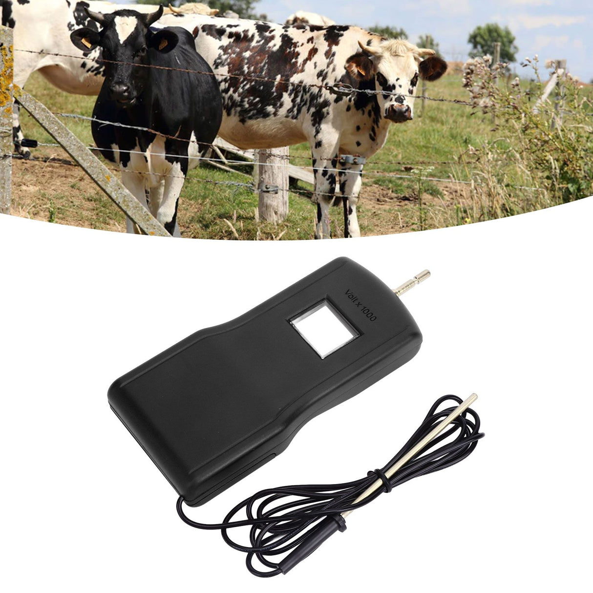 15KV LCD Electric Fence Voltage Tester Portable Electric Fence Digital Voltmeter for Farm Garden MLD‑004B Black Black