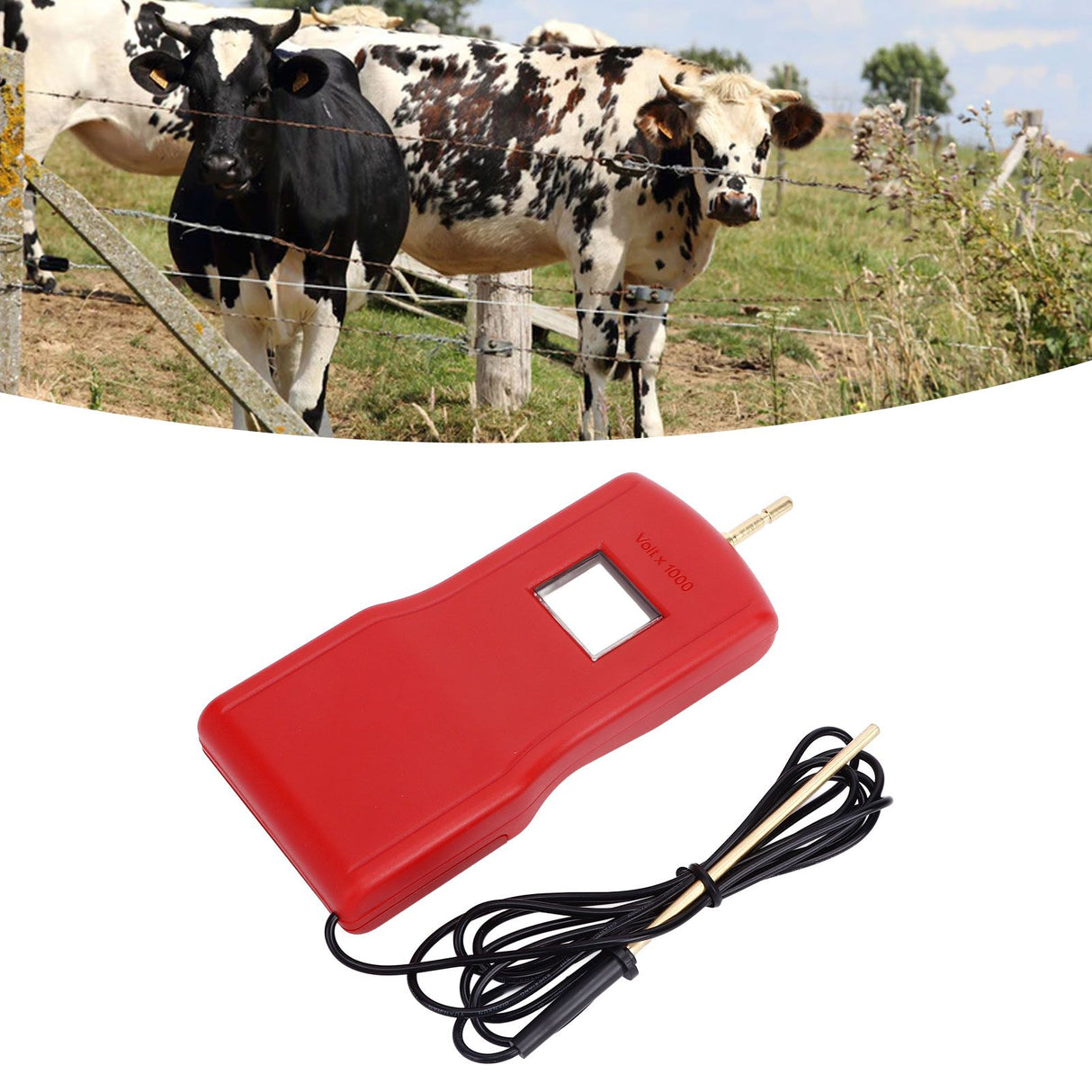 15KV LCD Electric Fence Voltage Tester Portable Electric Fence Digital Voltmeter for Farm Garden MLD‑004BR Red Red