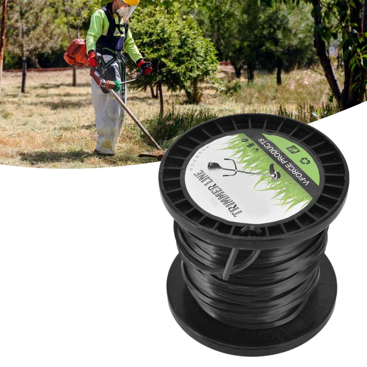 3.3mm String Trimmer Line High Cutting Efficiency Low Noise Quadrate Black Trimmer Line for Most Lawn Mowers Farm 30m