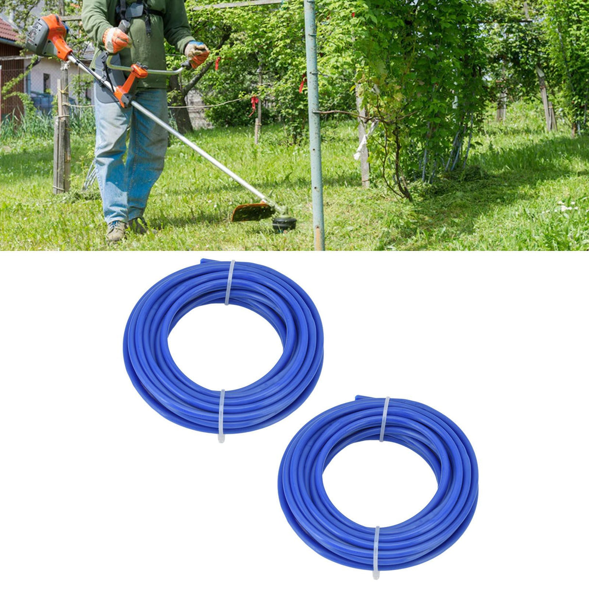 2PCS 4mm String Trimmer Line Nylon Round Trimmer Line Blue Lawn Mower Accessories for Husqvarna 5m / 16.4ft