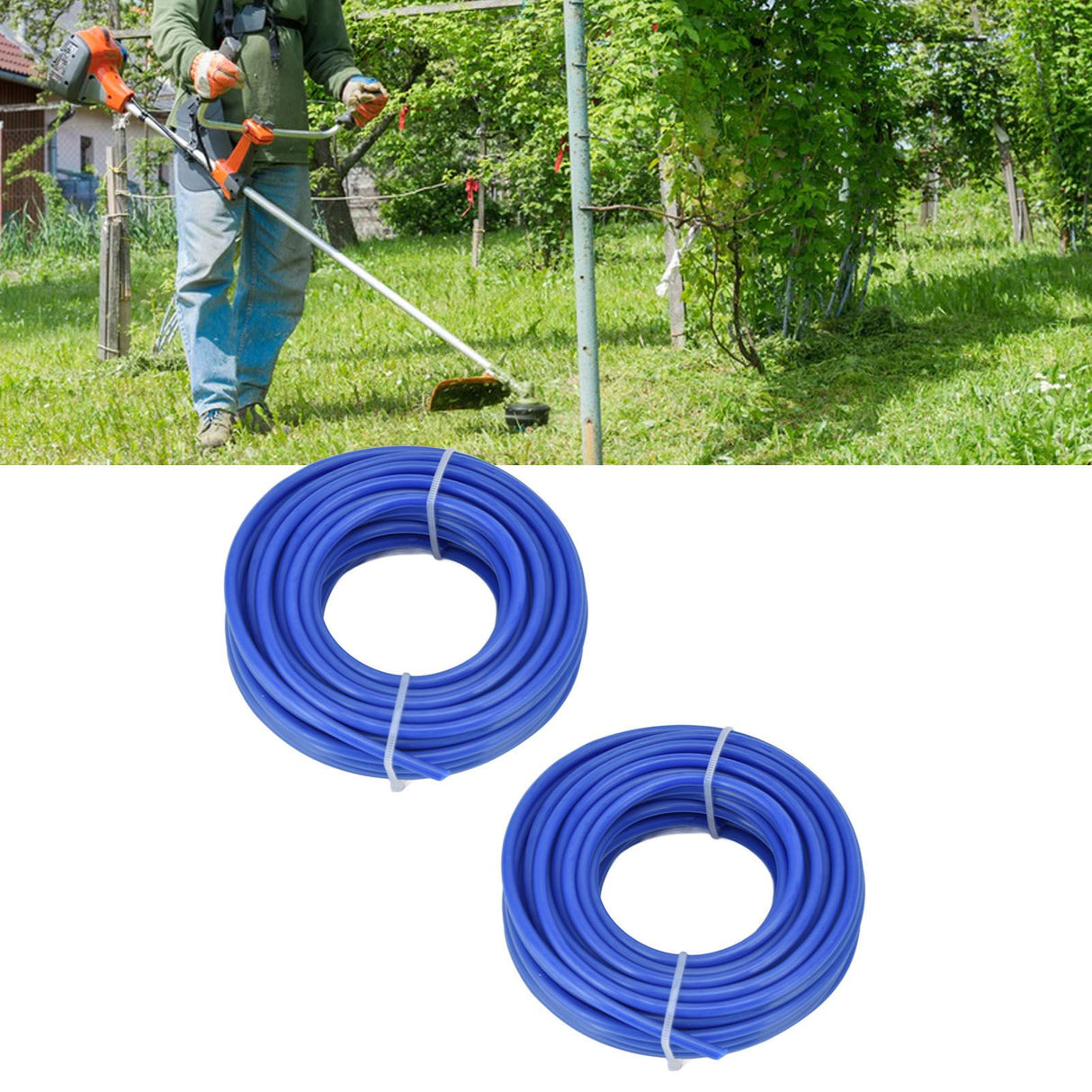 2PCS 4mm String Trimmer Line Nylon Round Trimmer Line Blue Lawn Mower Accessories for Husqvarna 10m / 32.8ft