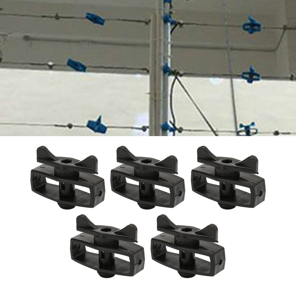 50Pcs Electric Fence Wire Tightener Portable Garden Electronic Fence Alloy Wire Tensioner Black