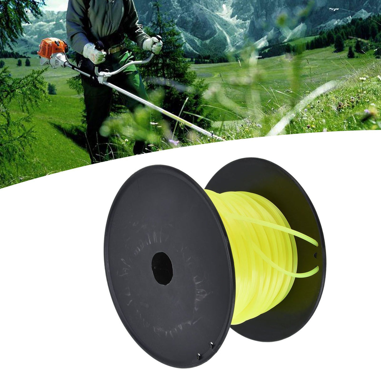 3mm String Trimmer Line Quadrate Grass Trimmer Line Lawn Mower Line for Husqvarna Yellow 50m / 164.0ft