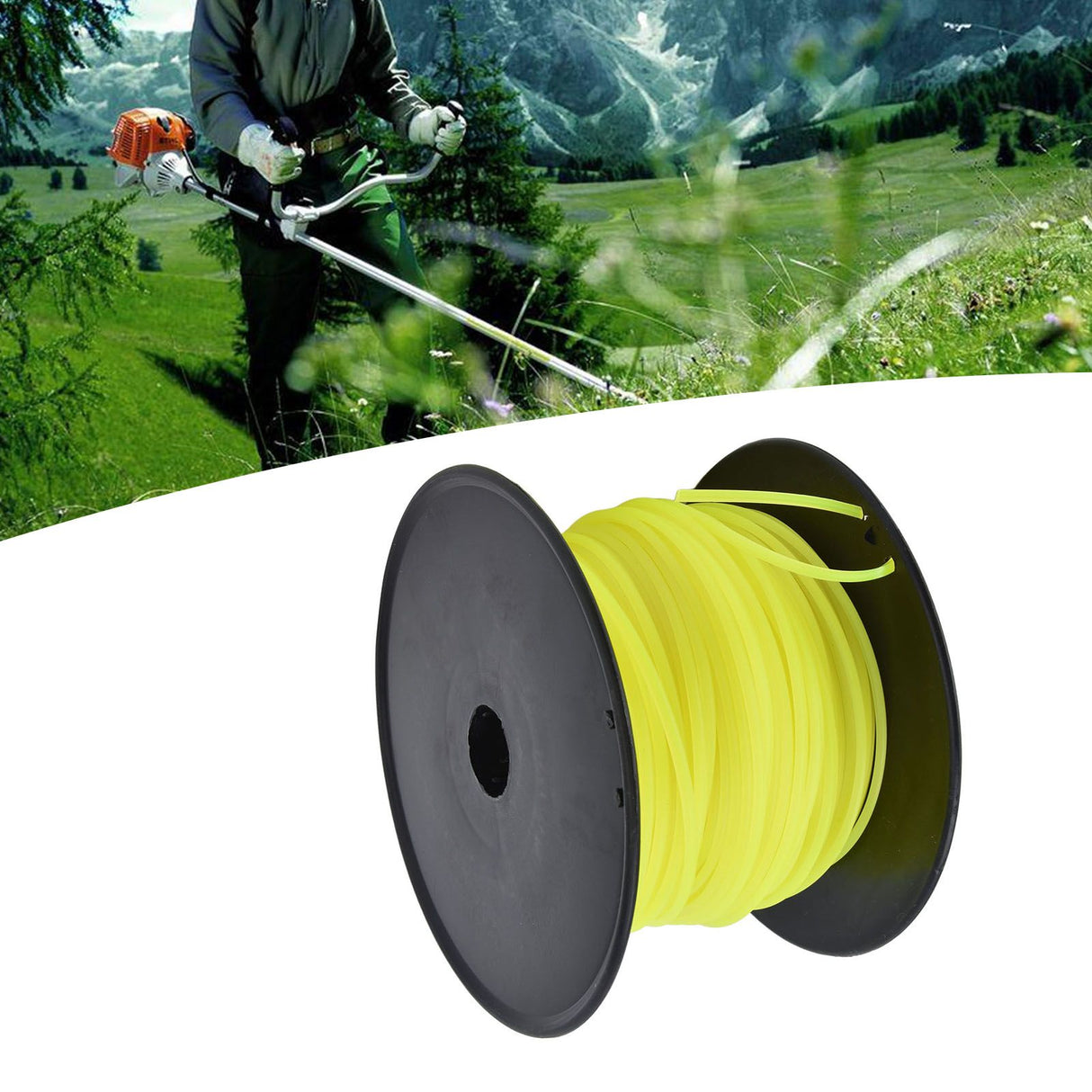 3mm String Trimmer Line Quadrate Grass Trimmer Line Lawn Mower Line for Husqvarna Yellow 70m / 229.7ft