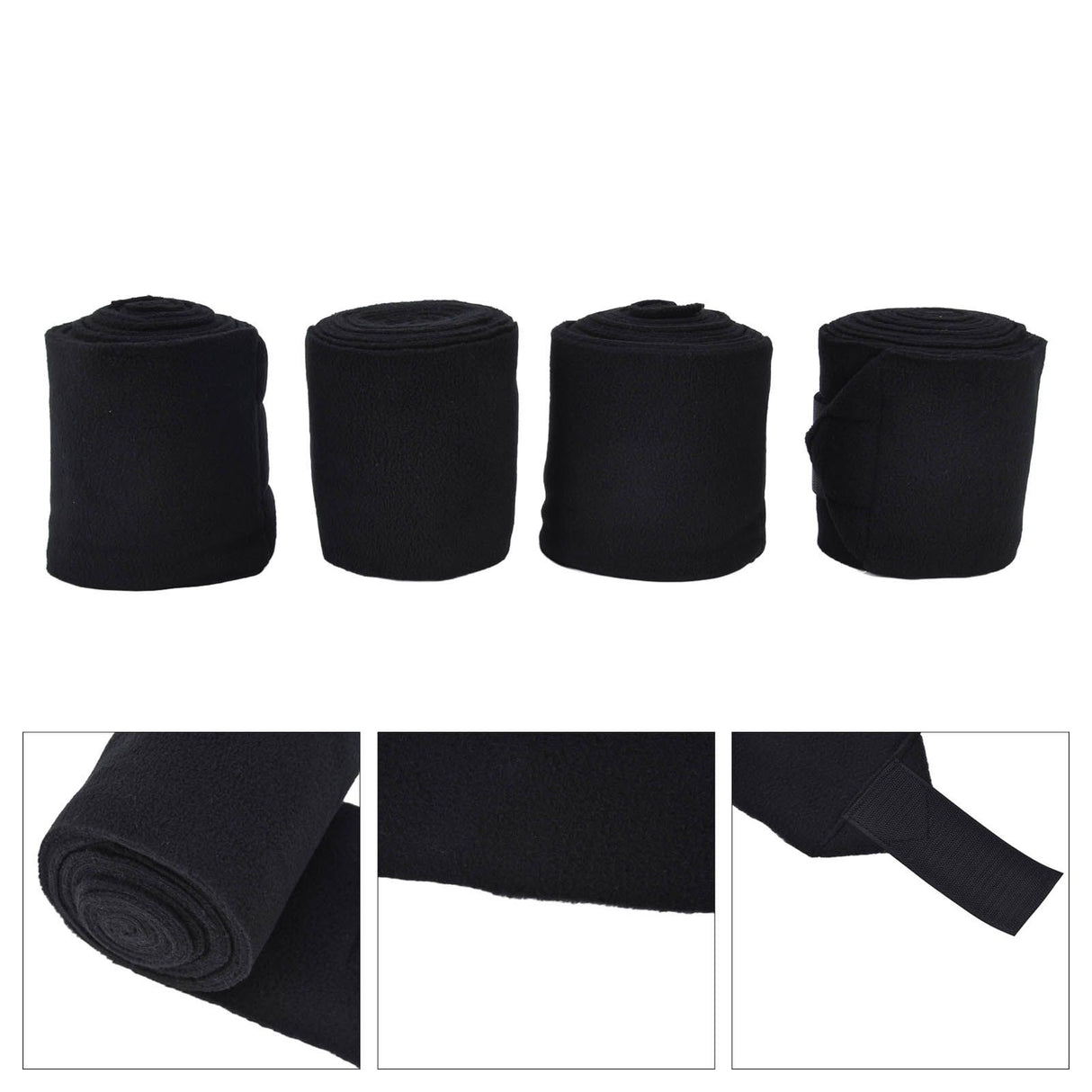4Pcs Horse Leg Warp Self Adhesive Breathable Wear Resistant Animal Leg Bandage for Cows Horses Black