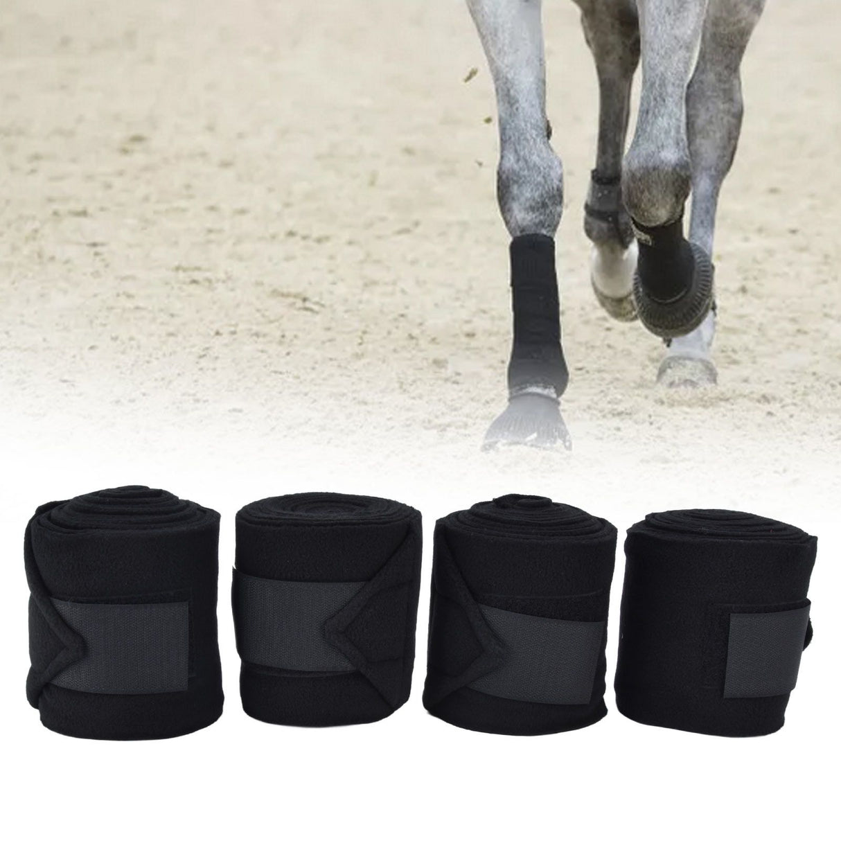 4Pcs Horse Leg Warp Self Adhesive Breathable Wear Resistant Animal Leg Bandage for Cows Horses Black