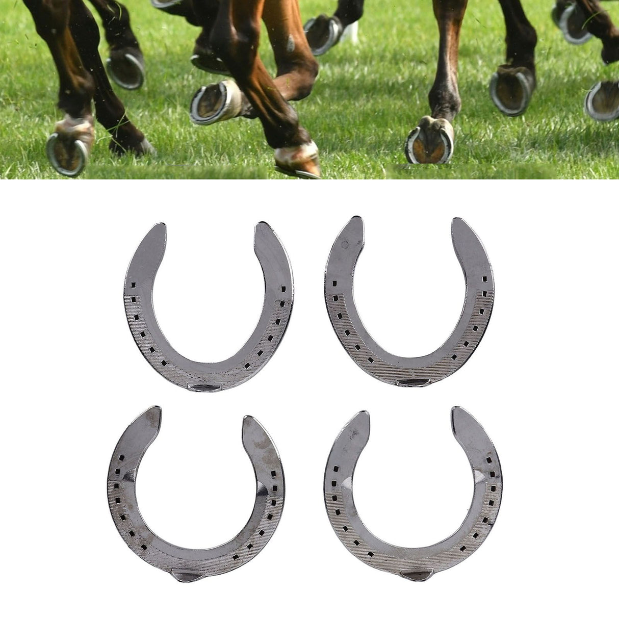 4pcs Horseshoes Aluminum Alloy Light Weight Reliable Practical Horse Riding Accessory for Racecourse Farm No. 4