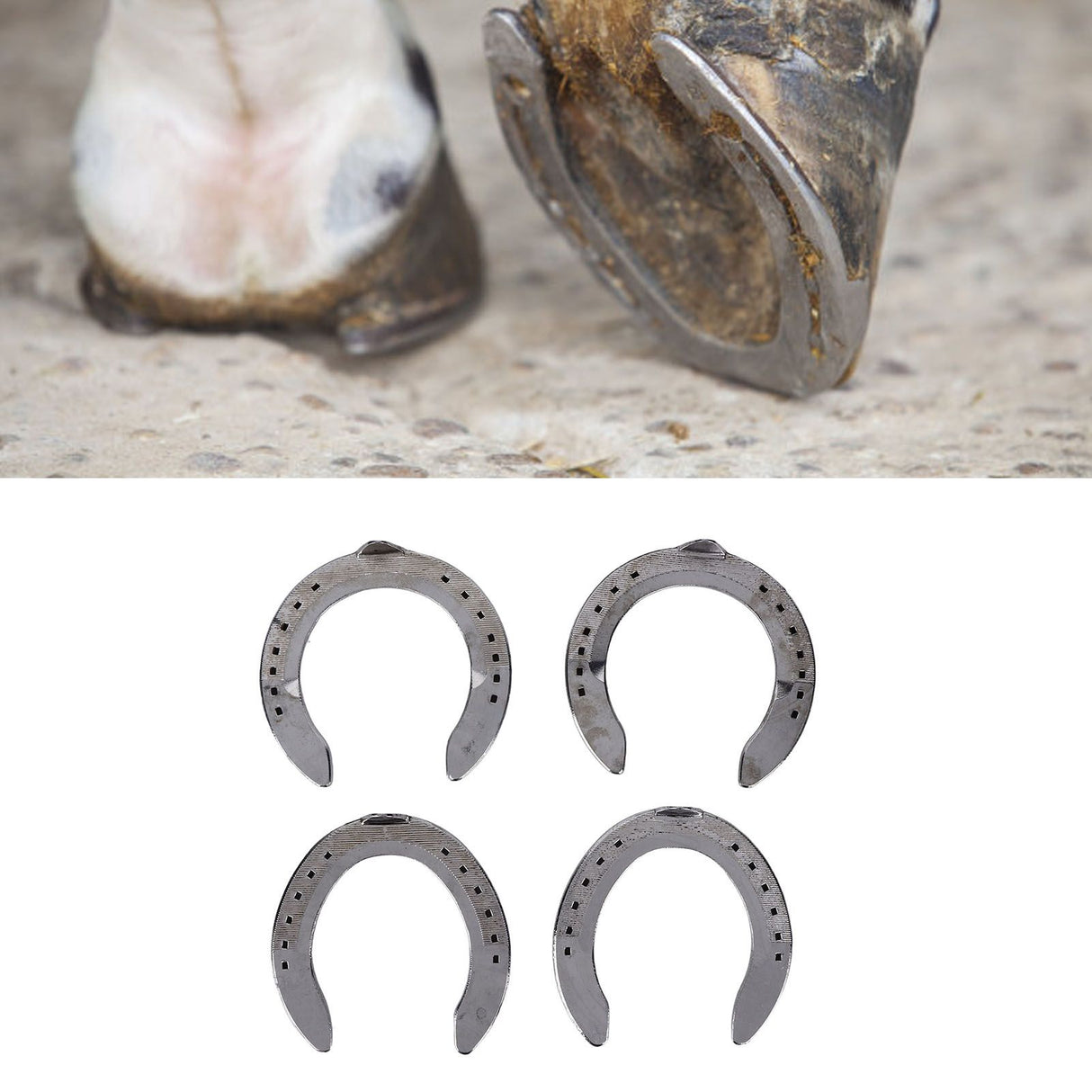 4pcs Horseshoes Aluminum Alloy Light Weight Reliable Practical Horse Riding Accessory for Racecourse Farm No. 4