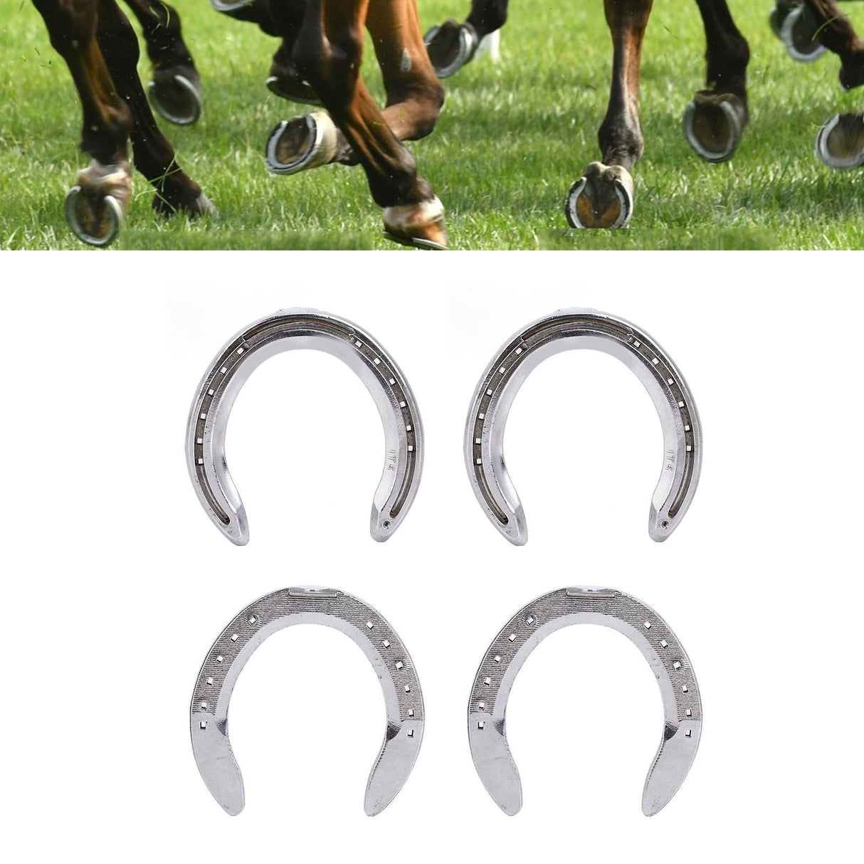 4pcs Horseshoes Aluminum Alloy Light Weight Reliable Practical Horse Riding Accessory for Racecourse Farm No. 5