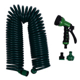 Coil Garden Water Hose 15m/49.2ft EVA 7 Modes Garden Telescopic Spring Tube for Watering Plants Gardens Lawns