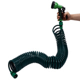 Coil Garden Water Hose 15m/49.2ft EVA 7 Modes Garden Telescopic Spring Tube for Watering Plants Gardens Lawns