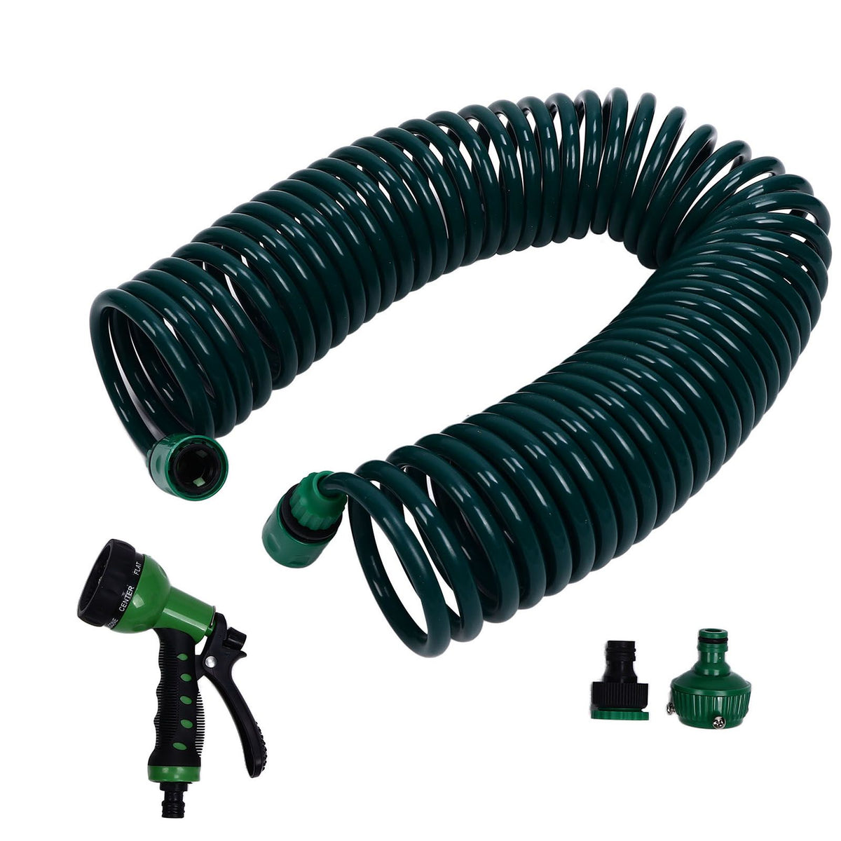 Coil Garden Water Hose 15m/49.2ft EVA 7 Modes Garden Telescopic Spring Tube for Watering Plants Gardens Lawns