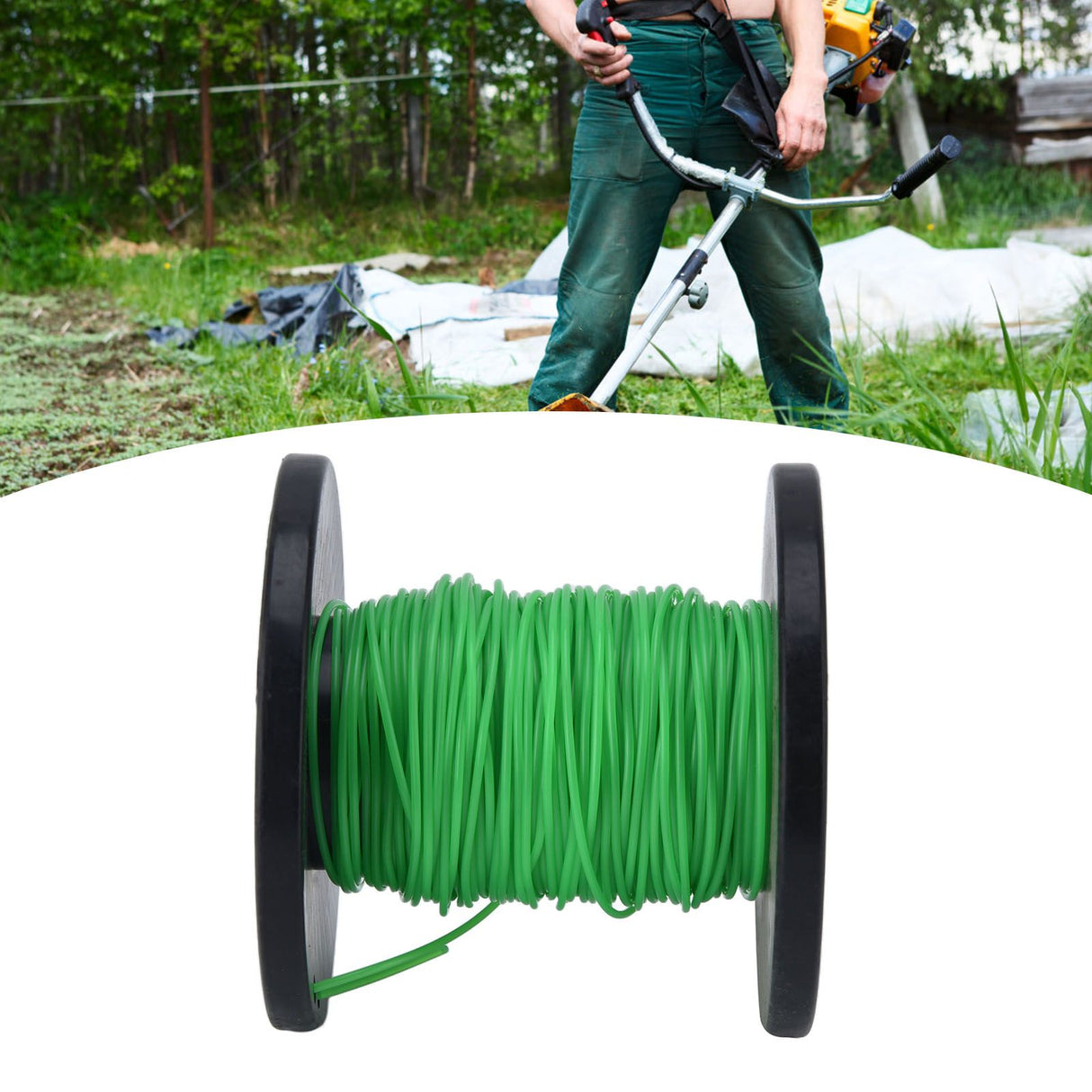 2mm String Trimmer Line Round Grass Trimmer Line Green Lawn Mower Line for Husqvarna 50m / 164.0ft