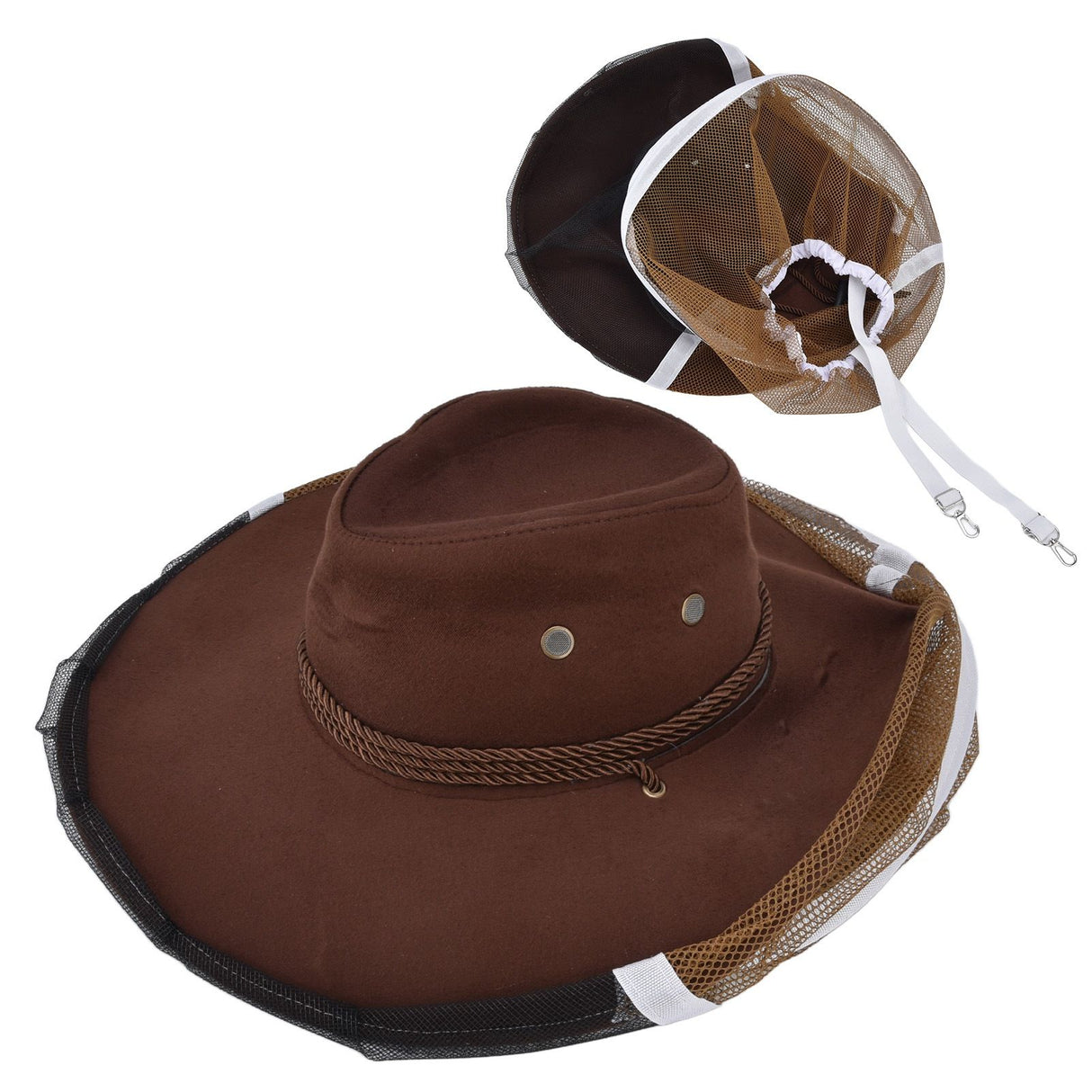 Beekeeper Cowboy Hat Tightening Design Breathable Mesh Beekeeping Veil Hat for Beekeepers Fishermen Hunters Campers
