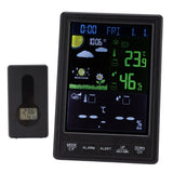 Weather Stations Wireless Indoor Outdoor Color Display Black 3 Channels Regulable Backlight Clock Thermometer for Home