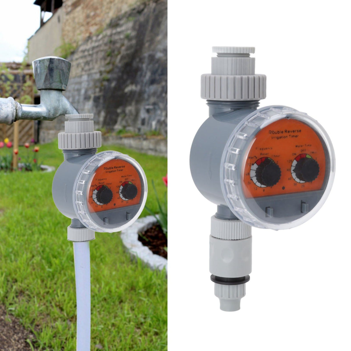 Irrigation Timer Dual Dial Ball Valve IP67 Waterproof Automatic Pressure Free Irrigation Timer for Courtyards Balconies