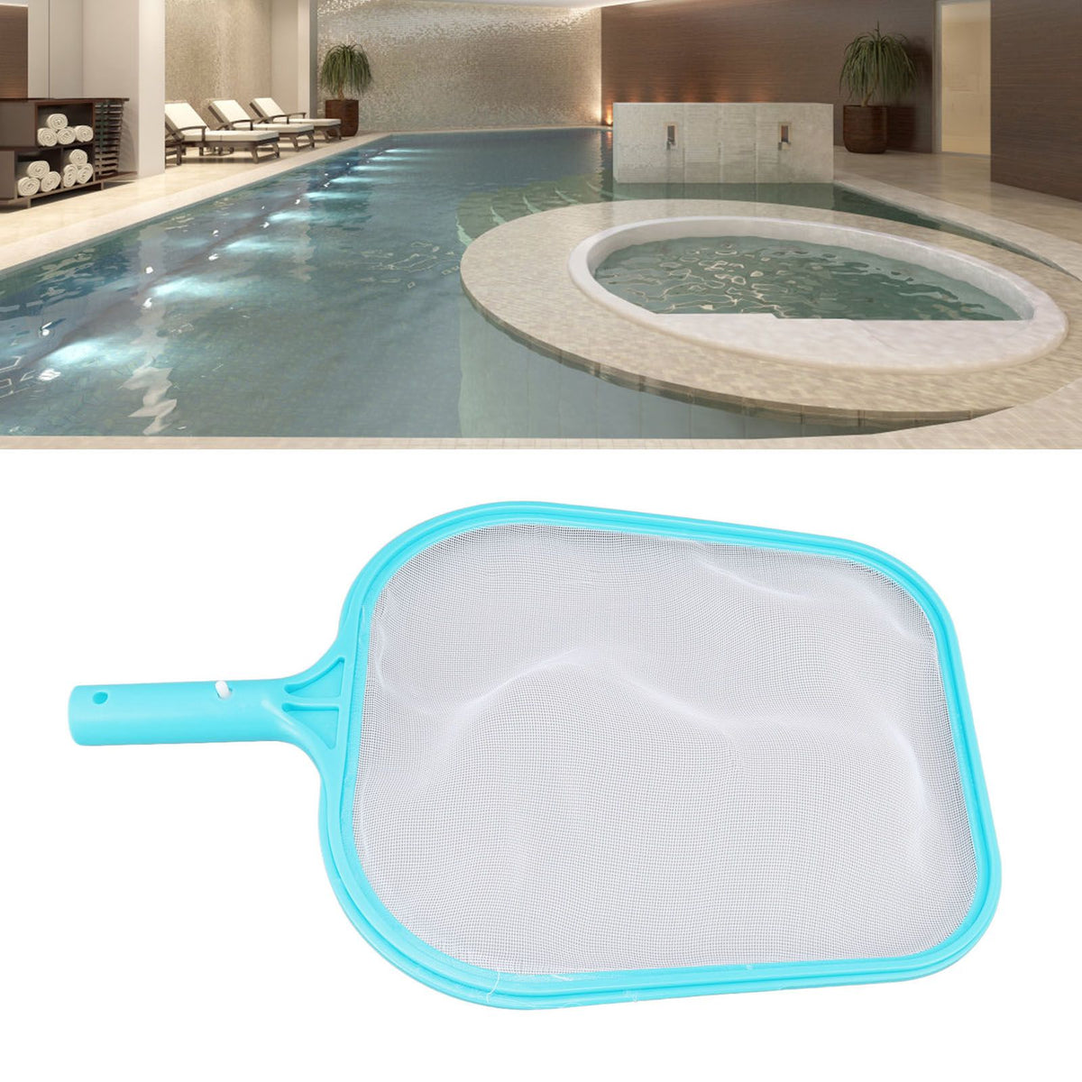 Pool Net Cyan Quick Cleaning Plastic Structure Nylon Material Pool Skimmer Leaf Net for Hot Tubs Fountains