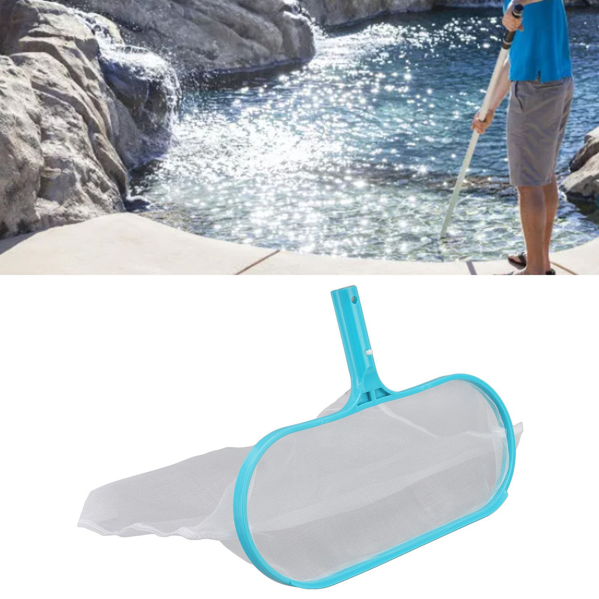 Pool Skimmer Net for Cleaning Swimming Pool Pond with Deep Fine Green Nylon Mesh Net Bag Fast Cleaning Easy Scoop Edge