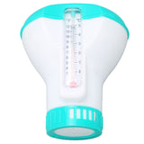 Spa Chemical Dispenser with Thermometer Reusable Lake Blue Swimming Pool Chlorine Tablet Floater - Front View