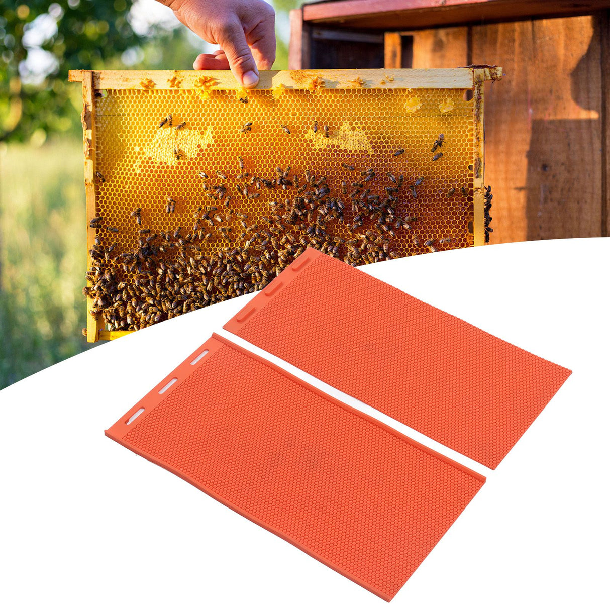 2pcs 5.4mm Beeswax Press Sheet Mould Foundation Foldable Silicone Beeswax Mold for Beekeeping Orange