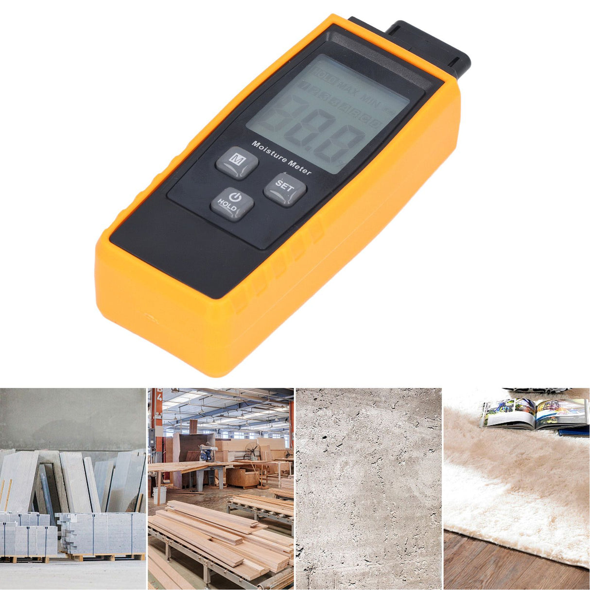 Wood Moisture Meter High Accuracy Easy to Read Portable Digital Moisture Detector for Woodworking Building Construction