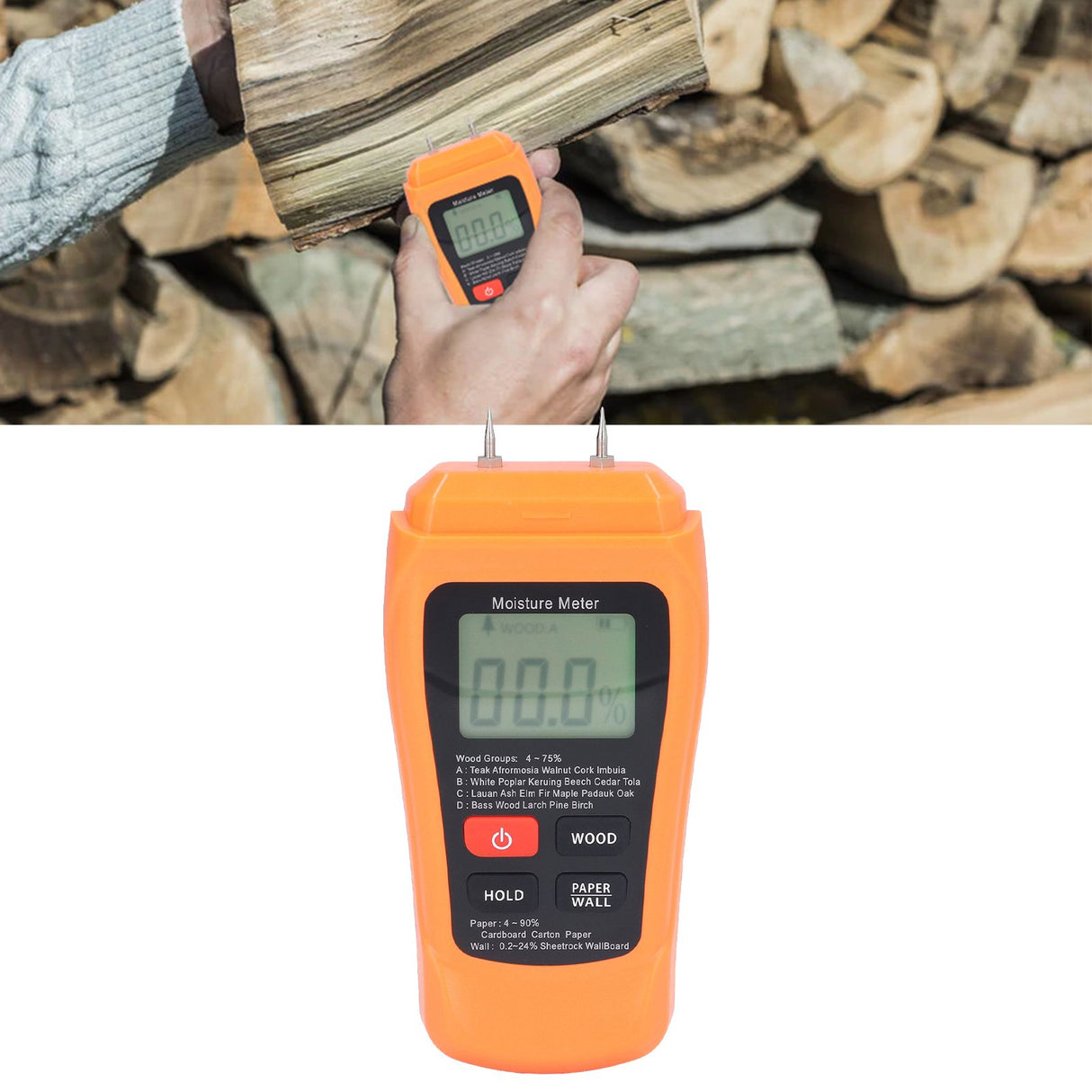 MT18 Digital Moisture Detector Backlit LCD Display Wood Moisture Meter for Wood Building Material Paper Floor