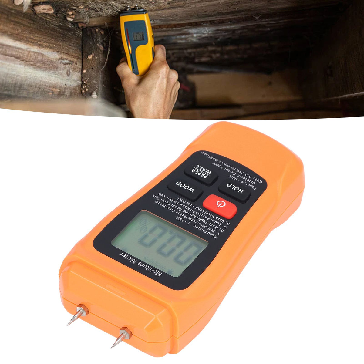 MT18 Digital Moisture Detector Backlit LCD Display Wood Moisture Meter for Wood Building Material Paper Floor