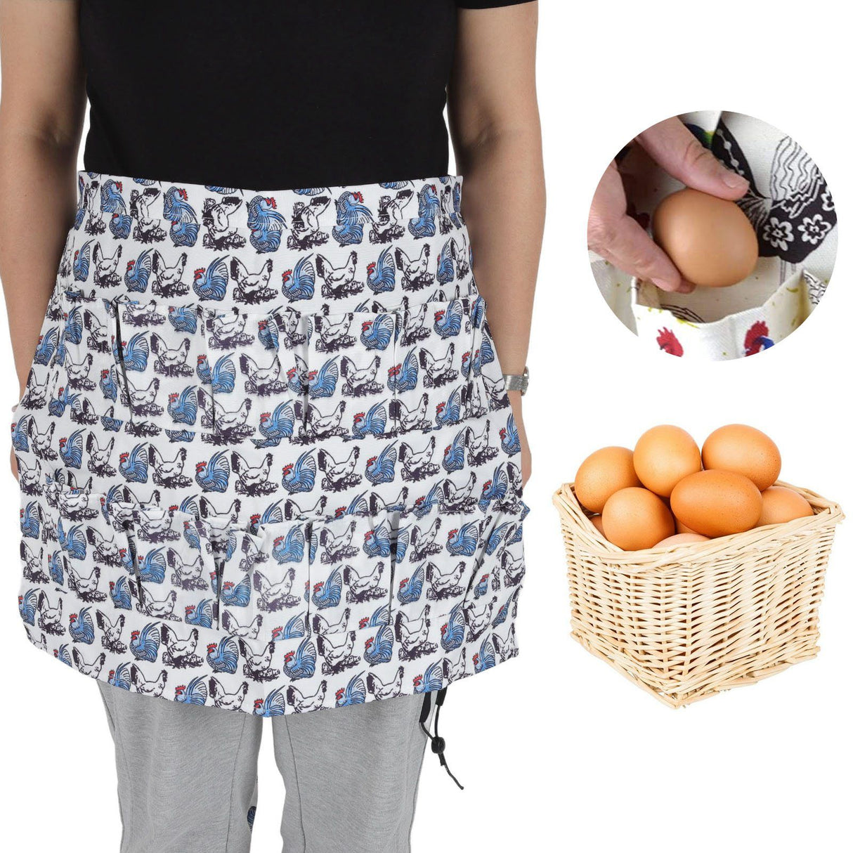 Eggs Apron Eggs Collecting Gathering Holding Apron for Chicken Hense Duck Goose Adult Style L
