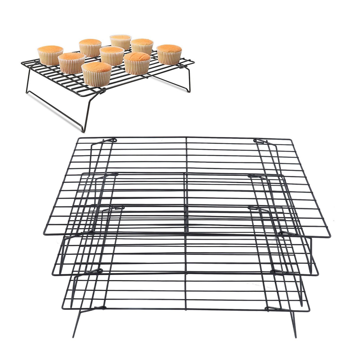 13 Inch Iron Baking Rack 3 Layer Non Stick Cooling Racks for Cooking Baking Cake Biscuits