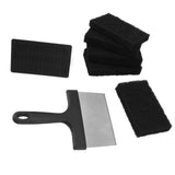 Barbecue Grill Griddle Cleaning Kit BBQ Grill Cleaner Set Includes Stainless Steel Scraper Brush Sponge Blocks - Front View