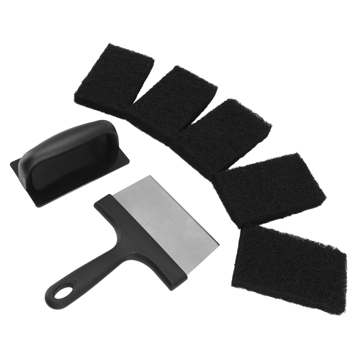 Barbecue Grill Griddle Cleaning Kit BBQ Grill Cleaner Set Includes Stainless Steel Scraper Brush Sponge Blocks