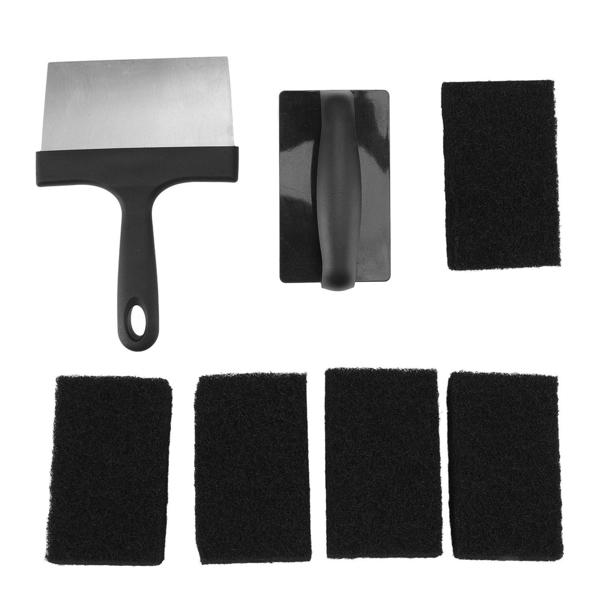 Barbecue Grill Griddle Cleaning Kit BBQ Grill Cleaner Set Includes Stainless Steel Scraper Brush Sponge Blocks