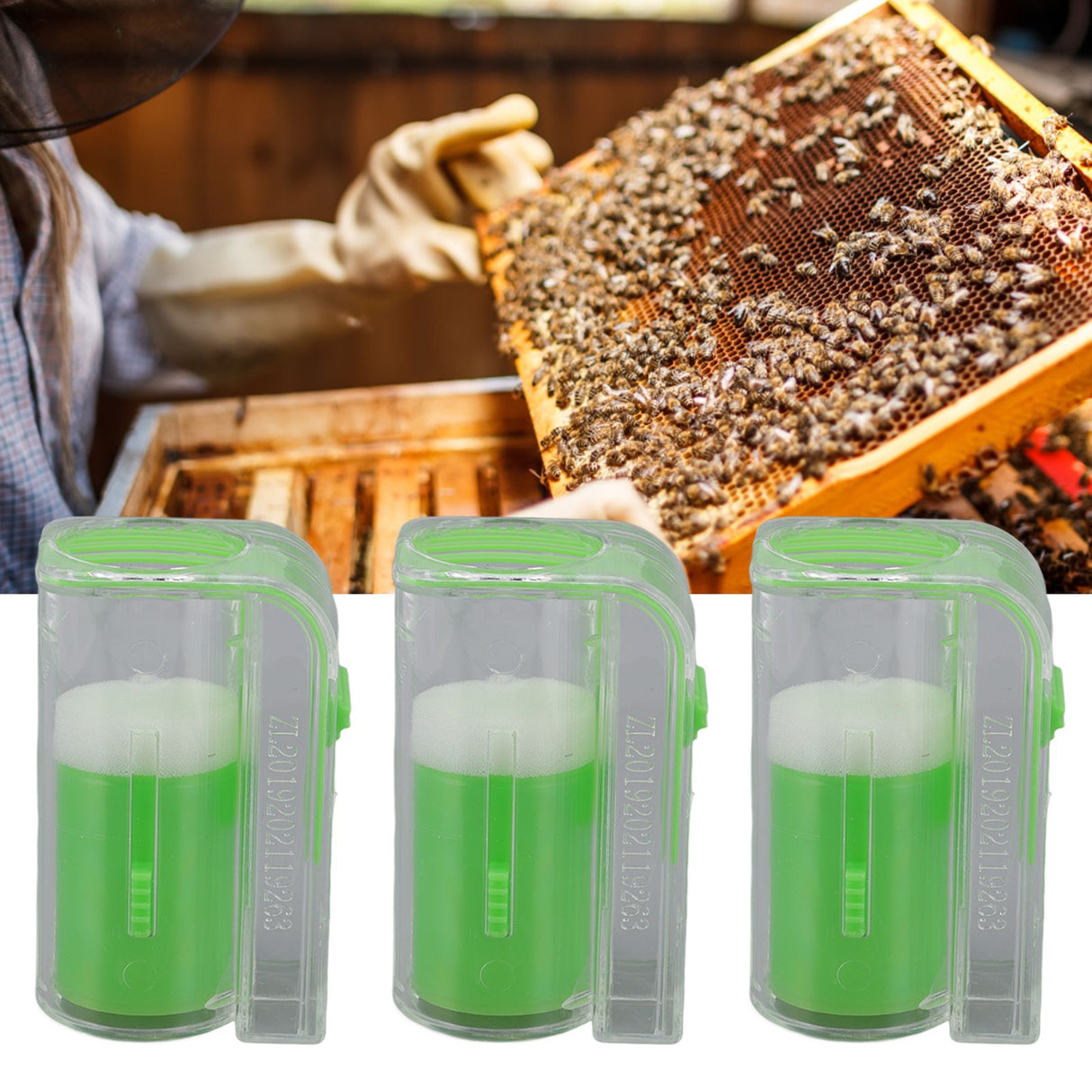 3Pcs Queen Bee Marking Cage Catcher Plastic One Handed Bee Queen Marker Bottle Beekeeping Tools for Beekeepers Green