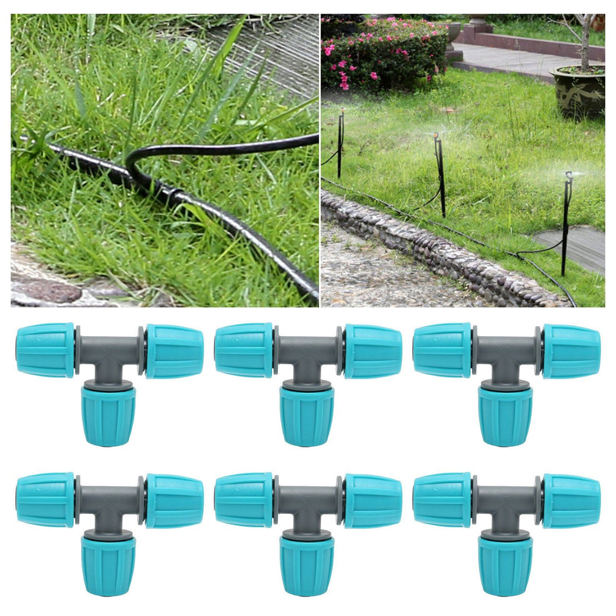 20PCS 16mm Tee Pipe Connector PE Irrigation Tubing Tee for Greenhouses Gardens Agriculture 9.3x6CM