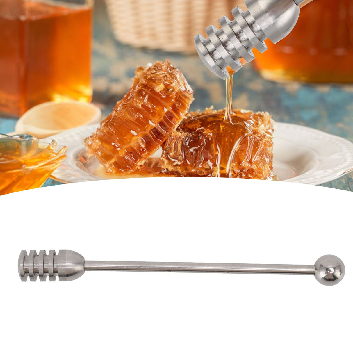 Honey Stick 15.5cm 304 Stainless Steel Fluted Design Easy Cleaning Honey Mixing Stick Coffee Stirrer Stirring Sticks
