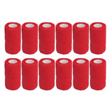 12Pcs Bandage Wrap Natural Latex Elastic Self Adhesive Wrap for Cows Dogs Horses 10cm Red