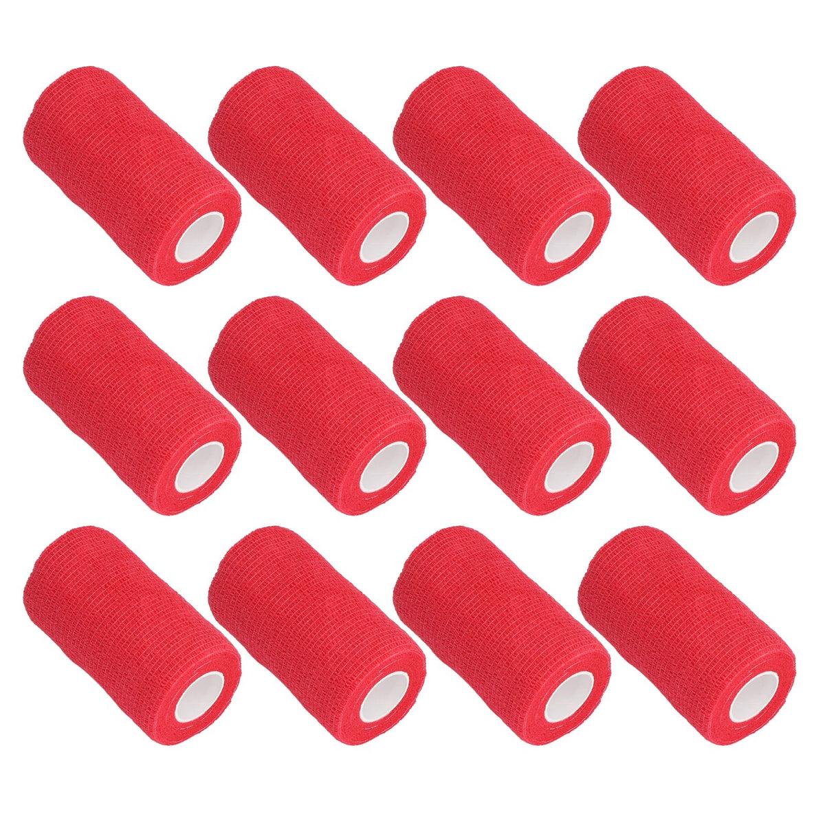 12Pcs Bandage Wrap Natural Latex Elastic Self Adhesive Wrap for Cows Dogs Horses 10cm Red