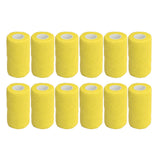 12Pcs Bandage Wrap Natural Latex Elastic Self Adhesive Wrap for Cows Dogs Horses 10cm Yellow
