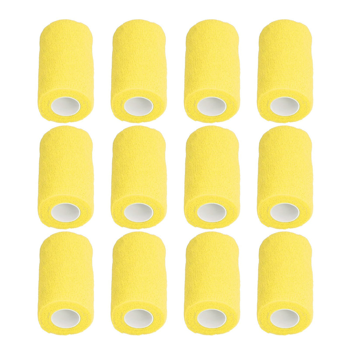 12Pcs Bandage Wrap Natural Latex Elastic Self Adhesive Wrap for Cows Dogs Horses 10cm Yellow