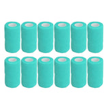 12Pcs Bandage Wrap Natural Latex Elastic Self Adhesive Wrap for Cows Dogs Horses 10cm Cyan