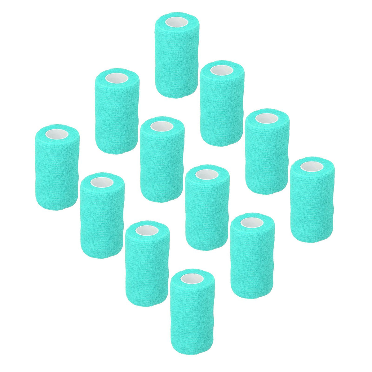 12Pcs Bandage Wrap Natural Latex Elastic Self Adhesive Wrap for Cows Dogs Horses 10cm Cyan