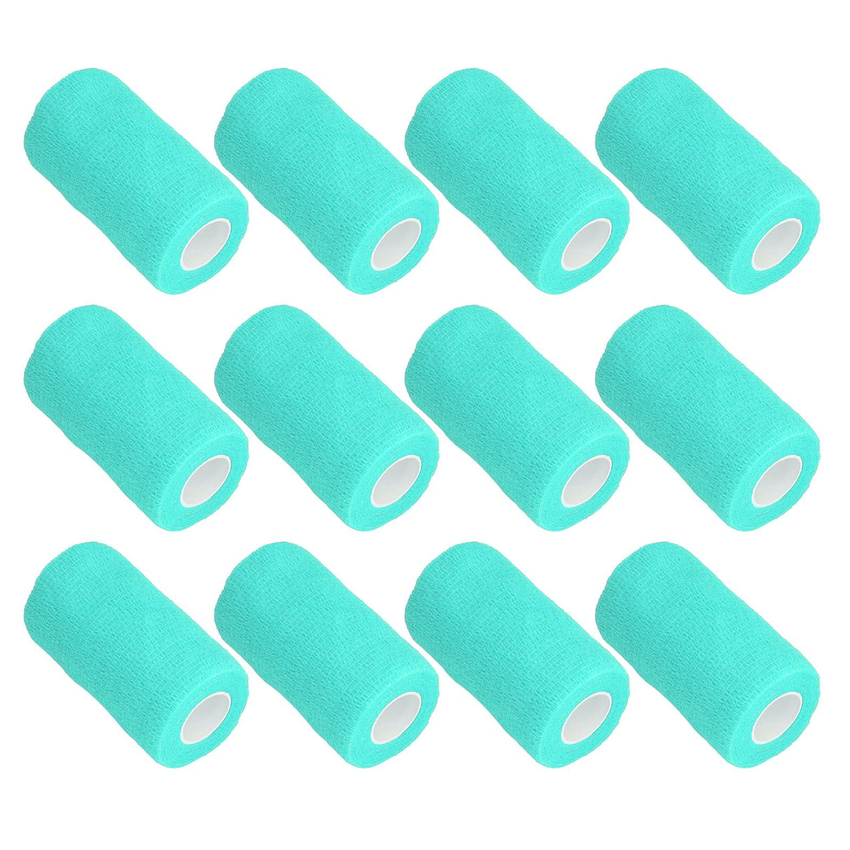 12Pcs Bandage Wrap Natural Latex Elastic Self Adhesive Wrap for Cows Dogs Horses 10cm Cyan