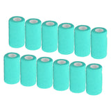 12Pcs Bandage Wrap Natural Latex Elastic Self Adhesive Wrap for Cows Dogs Horses 10cm Cyan - Rear View