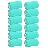 12Pcs Bandage Wrap Natural Latex Elastic Self Adhesive Wrap for Cows Dogs Horses 10cm Cyan
