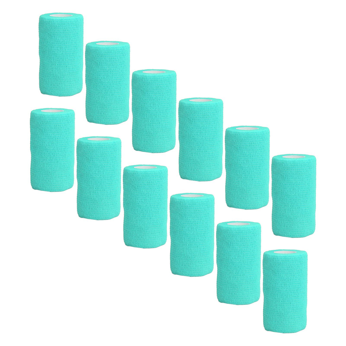 12Pcs Bandage Wrap Natural Latex Elastic Self Adhesive Wrap for Cows Dogs Horses 10cm Cyan